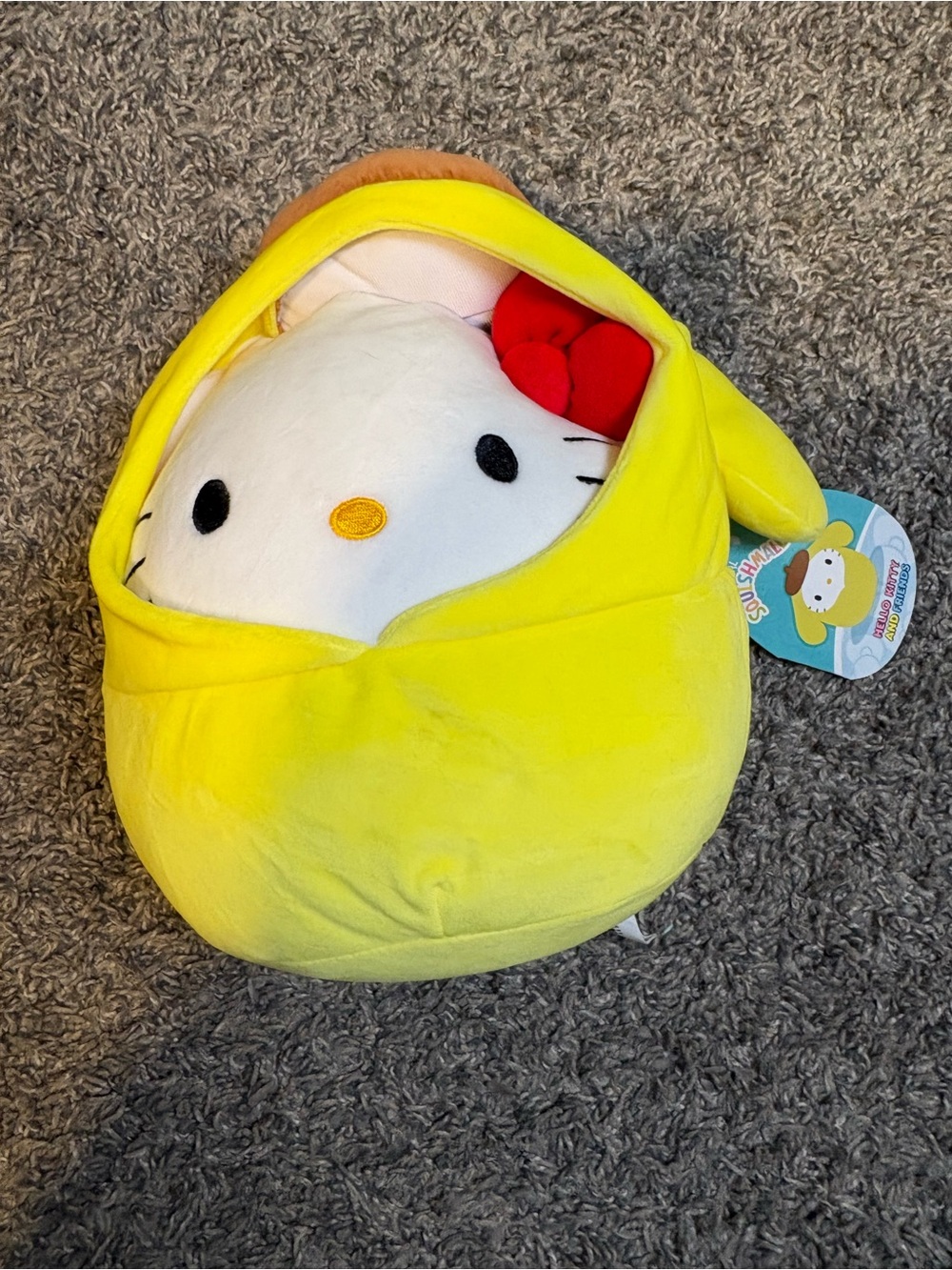 Hello Kitty Yellow Plush with Red Bow - Cute Squeeze Stuffed Animal